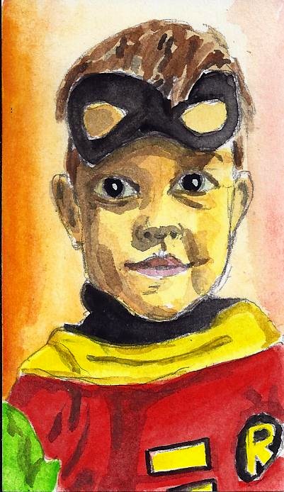 Owen: watercolor on the back of my business card